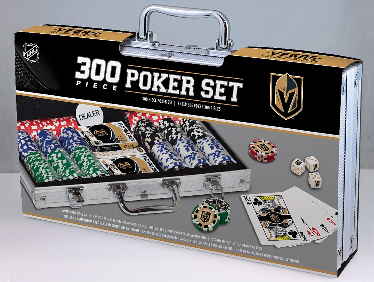 MasterPieces Casino - NHL Las Vegas Golden Knights - 300 Piece High Quality Poker Chip Set with Carrying Case